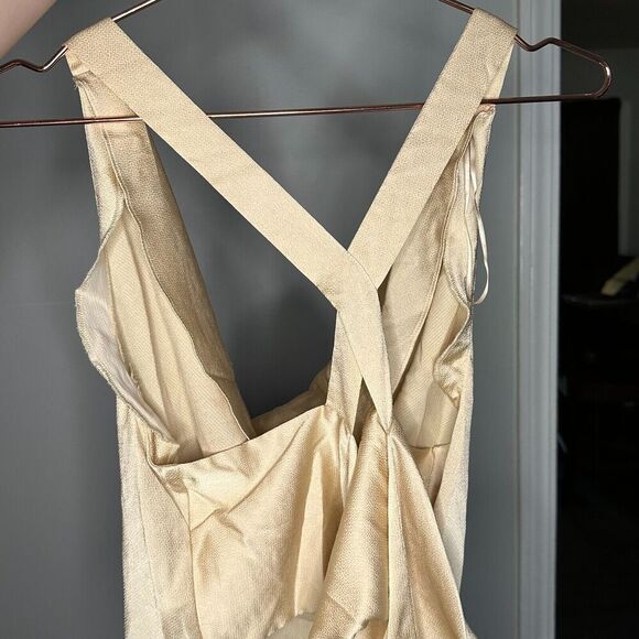 Finders Keepers Gabriella Cami Champagne Color Cross Back Tie Party size Large - Picture 6 of 11
